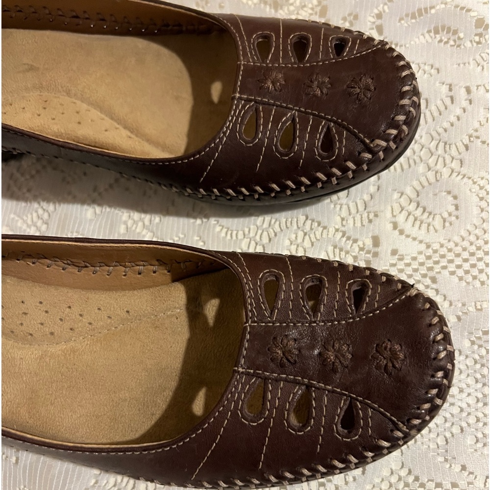 EUC ELENA BASS WMNS BROWN SLIP ON DRESS SHOES